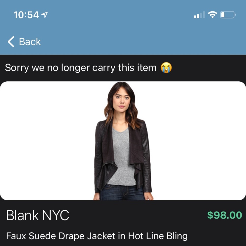 Blank nyc faux suede drape jacket in hotline bling